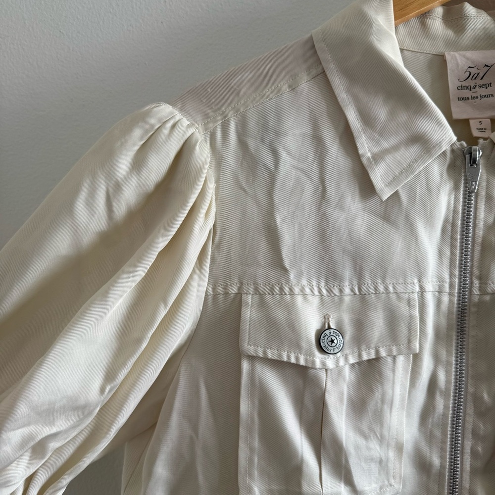 Cinq a Sept Holly Puff Sleeve Utility Jacket size Small - Picture 5 of 12